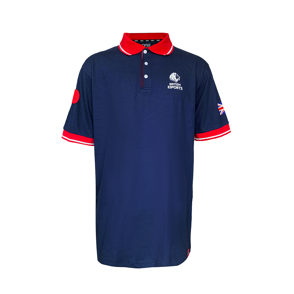 British Esports Federation Dark Blue Polo Shirt Front