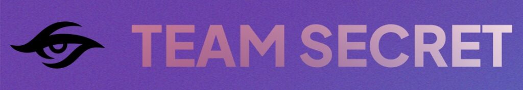 Team Secret logo on a blue and purple background with the words 'Team Secret' next to it.