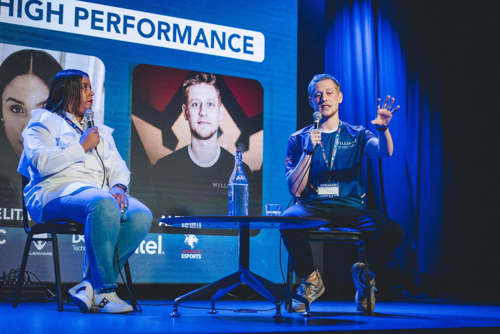 Alex Davis discussing Health and Performance at the Esports in Education Summit 2022