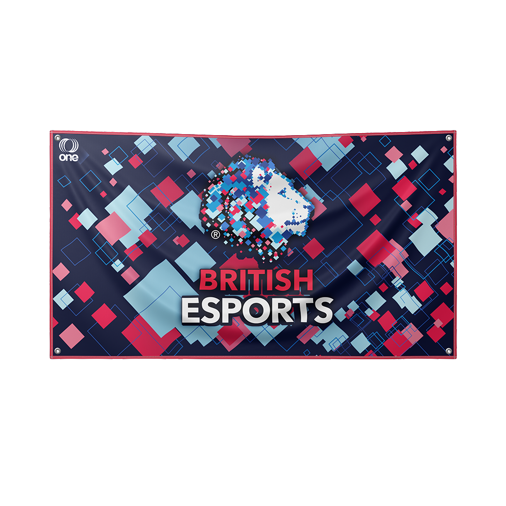 British Esports Federation Flag Dark Blue Checkered