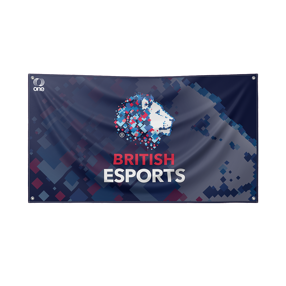 British Esports Federation Flag Dark Blue Lion Fade