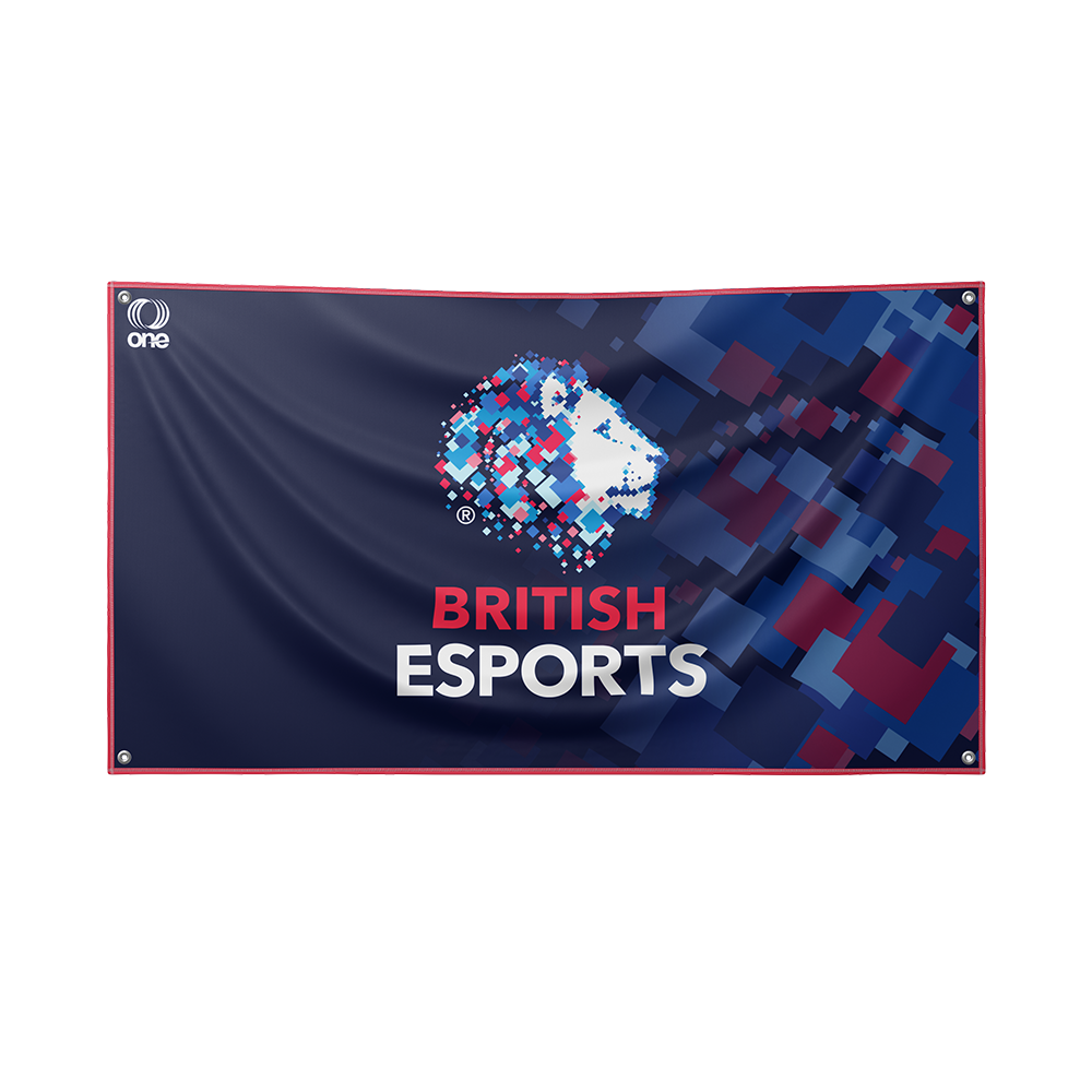 British Esports Federation Flag Dark Blue Checkered Fade