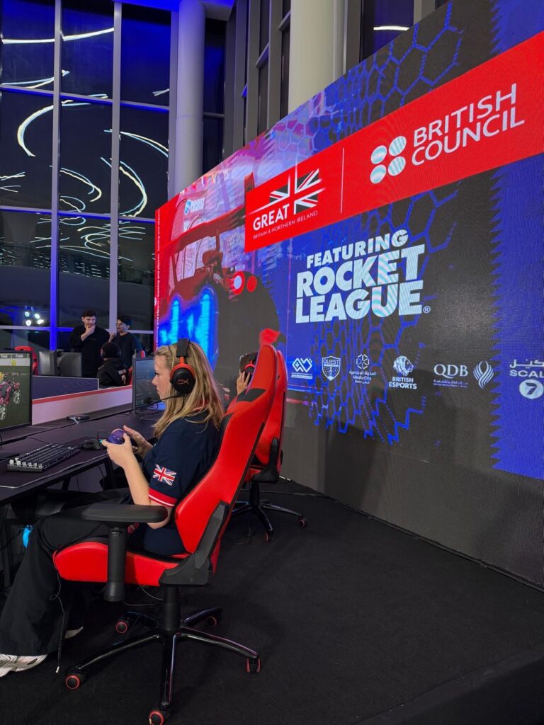 Rocket League showmatch in Qatar as female player competes on stage