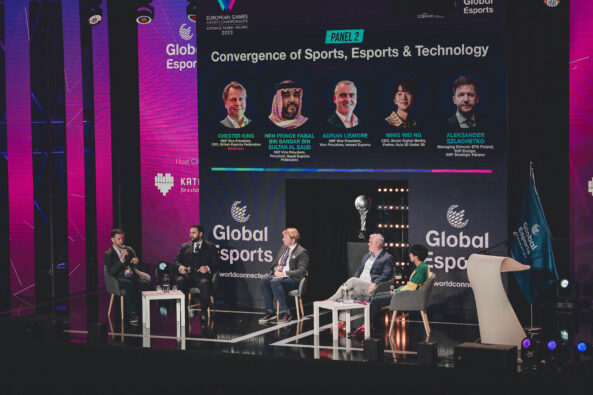 Chester King, CEO of British Esports speaks at the European Games Esports Championships