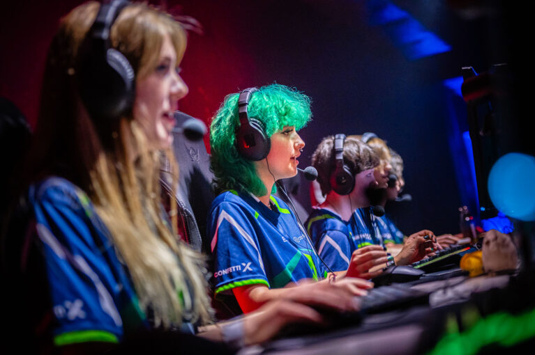 Women competing at the British Esports Student Champs LAN Finals 2023