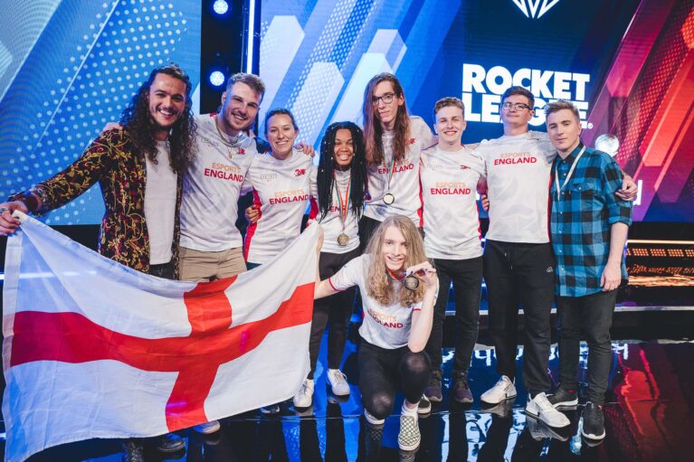 Esports England celebrating victory at the Commonwealth Esports Championships
