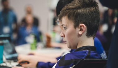 Students playing esports on stage at Esports at Bett 2023