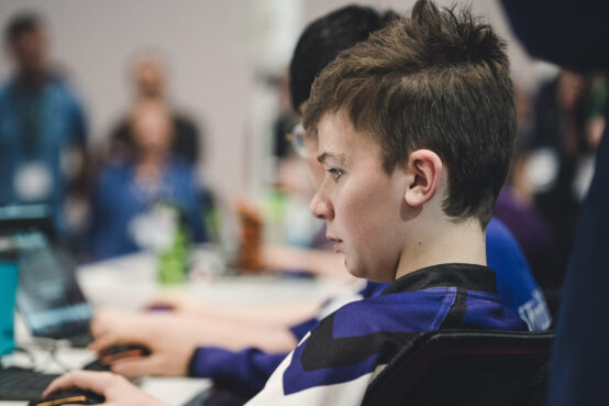 Students playing esports on stage at Esports at Bett 2023