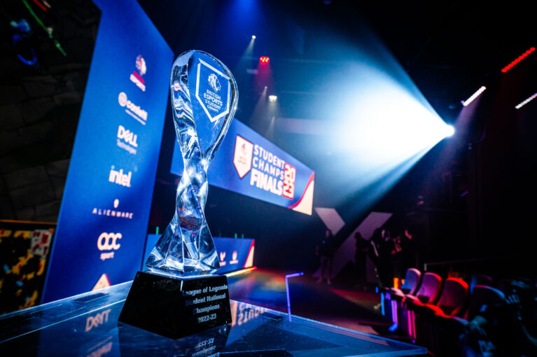 Trophies for the Student Champs LAN Finals winners