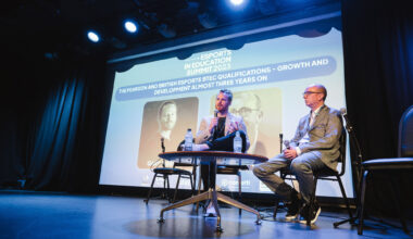 Head of Patnerships on stage with Pearson at the Esports in Education Summit 2023