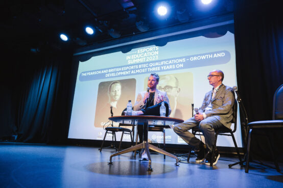 Head of Patnerships on stage with Pearson at the Esports in Education Summit 2023