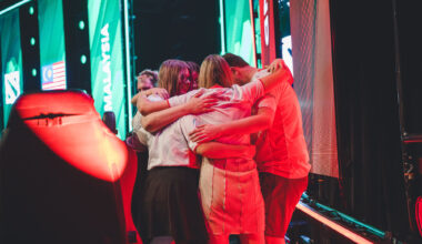 Celebrating victory at the Commonwealth Esports Championships