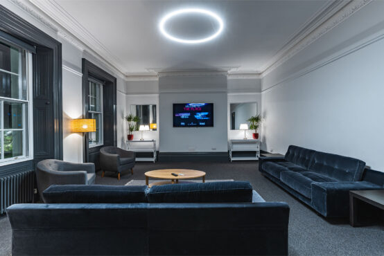 A lounge at the National Esports Performance Campus gaming house