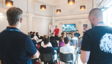 Head of Education Kalam Neale presenting to students from Sunderland College