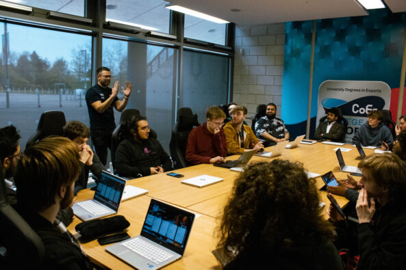 Kalam Neal Head of Education at British Esports teaching students at the College of Esports