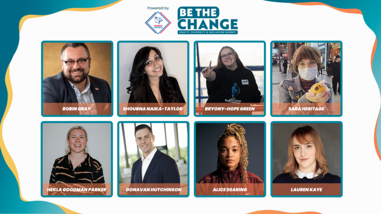 Be the Change Summit 2024 Speaker Line-Up: Robin Gray, Shoubna Naika-Taylor, Bryony-Hope Green, Sara Heritage, Hekla Goodman Parker, Donavan Hutchinson, Alice Dearing, Lauren Kaye - Press Release Banner with Headshots