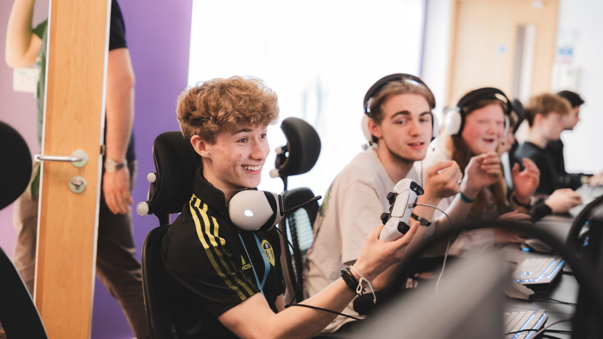 York College Visit to the NEPC. Students using the gaming PCs at The Place.