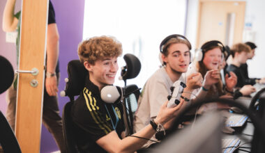 York College Visit to the NEPC. Students using the gaming PCs at The Place.