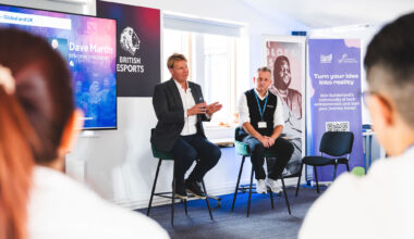 Chester King and Dave Martin presenting British Esports Grants and Funding Support