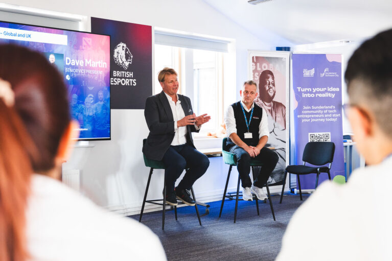 Chester King and Dave Martin presenting British Esports Grants and Funding Support