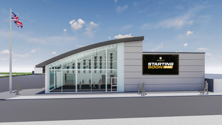 Gaming and Esports Arena exterior - illustrative mockup